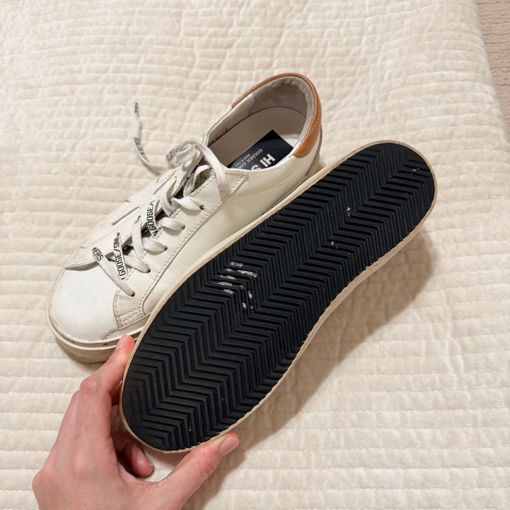 Golden Goose White and Brown Hi-Star Women’s Sneakers - Picture 3 of 4